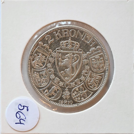 Norge 2 kroner 1910 kv. 01