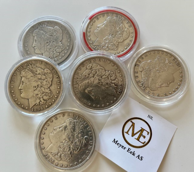 Morgan dollar 1879-1896. 6 Stk. VK