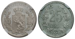25 øre 1902 Oscar II. Kv.0