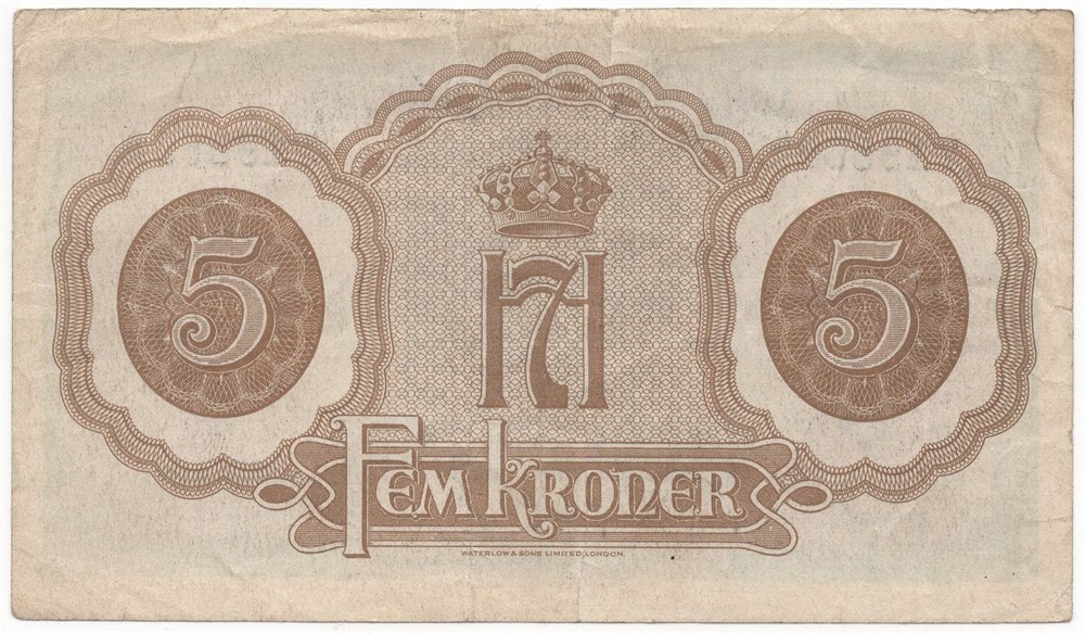 5 kroner London 1944 Y.198592. Kv.1