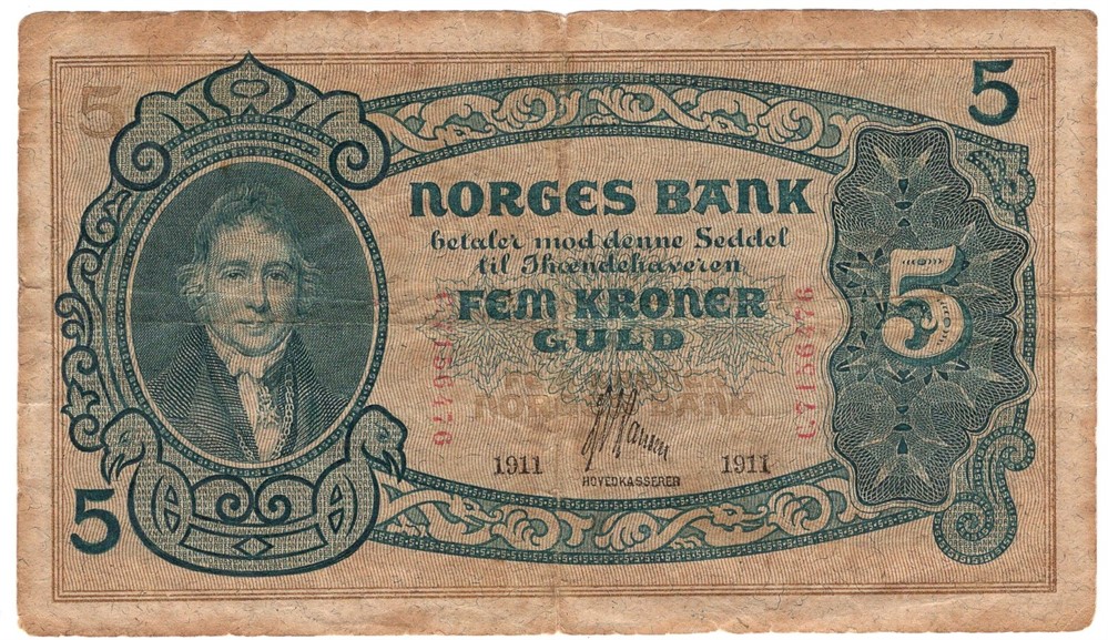 5 kroner 1911 C.7156476. Antikva. SSS-seddel. Kv.1-