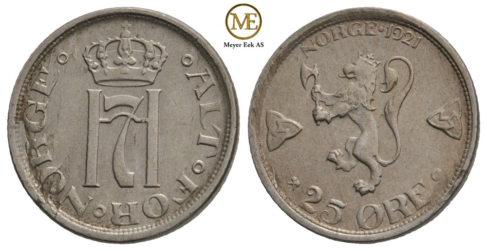 25 øre 1921 Haakon VII. Kv.01
