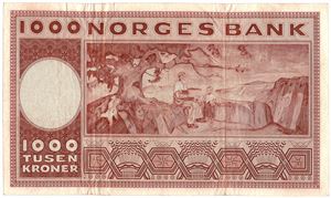 1000 kroner 1971 G.2000084 erstatningsseddel. Kv.1
