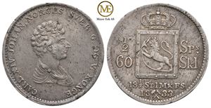 1/2 speciedaler 1833 Carl XIV Johan. Kv.1+