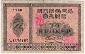 2 kroner 1940 A. Propaganda seddel