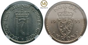1 krone 1955 Haakon VII. Kv.0