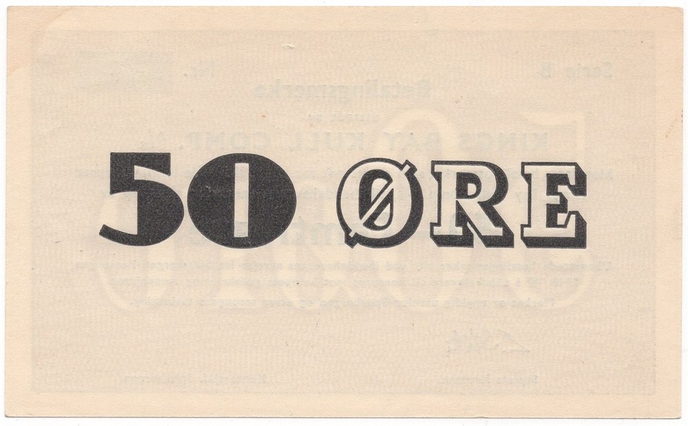 50 øre 1948/49 serie B. Kings Bay K.C. Kv.0/01