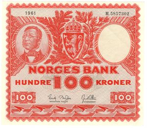 100 kroner 1961 H.5857302. Kv.01