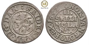2 skilling 1653 Frederik III. Kv.1/1+