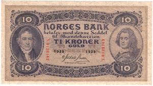 10 kroner 1939 Y.8138153. Kv.0