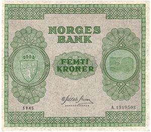 50 kroner 1945 A.1319503. Kv.0