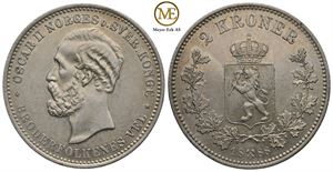 2 kroner 1888 Oscar II. Kv.0/01