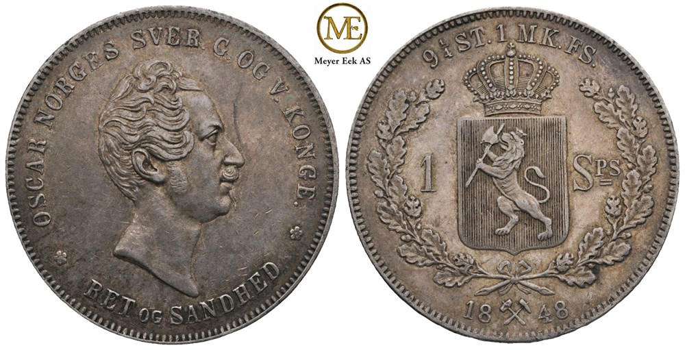 Speciedaler 1848 Oscar I. Kv.01