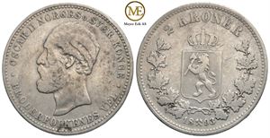 2 kroner 1893 Oscar II. Kv.1