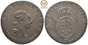 2/3 speciedaler 1796 Christian VII. Praktfull mynt. Kv.0/01