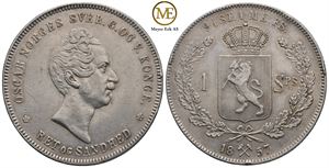 Speciedaler 1857 Oscar I. Kv.1+/01