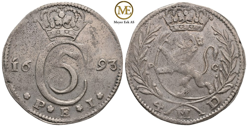 4 mark 1693 Christian V. Kv.1/1+