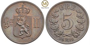 5 øre 1876 Oscar II. Kv.0/01