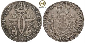 1/2 speciedaler 1776 Christian VII. Kv.1/1+