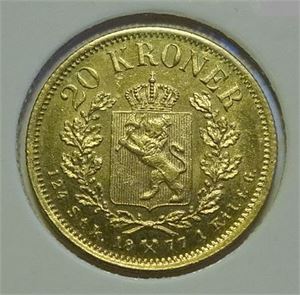 20 kroner 1877 gull Kv.0/01