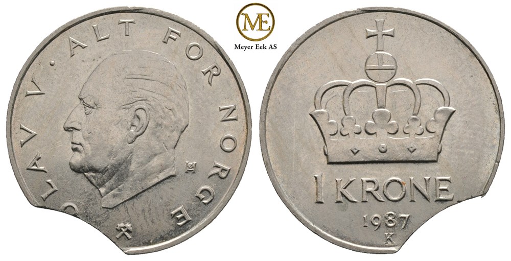 1 krone 1987. Feilpreg