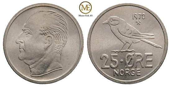25 øre 1970 Olav V. Kv.0