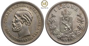 1 krone 1877 Oscar II. Kv.01