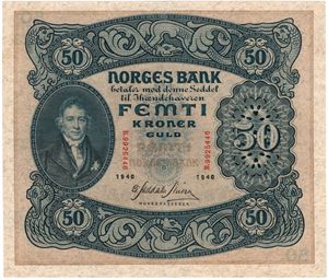 50 kroner 1940 B.9925446. Kv.01