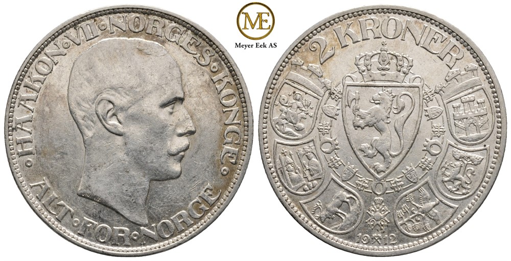 2 kroner 1912 Haakon VII. Kv.1+/01