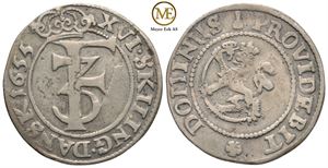 1 mark 1655 Frederik III. Kv.1+