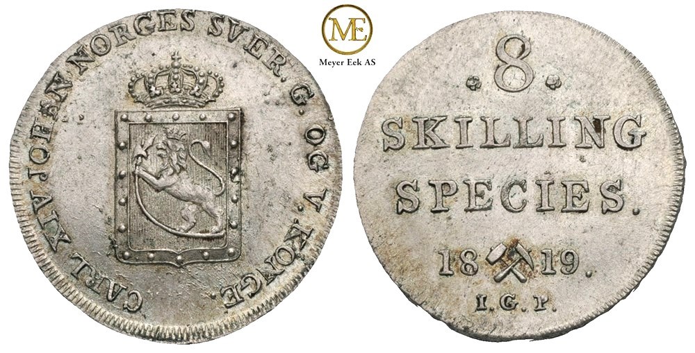 8 skilling 1819 Carl XIV Johan. Kv.0