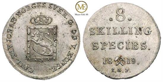 8 skilling 1819 Carl XIV Johan. Kv.0