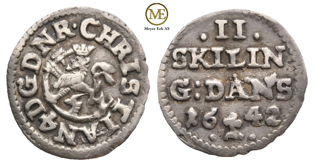 2 skilling 1642 Christian IV. Kv.1+