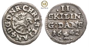 2 skilling 1642 Christian IV. Kv.1+