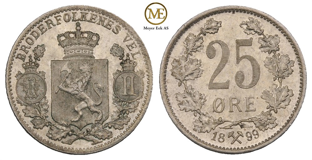 25 øre 1899 Oscar II. Kv.0
