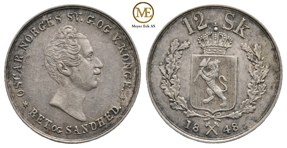 12 skilling 1848 Oscar I. Kv.01