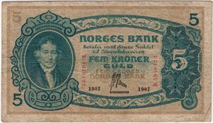 5 kroner 1907 B.4940122. 25 Very Fine