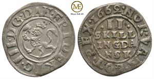 2 skilling 1662 Frederik III. Kv.01