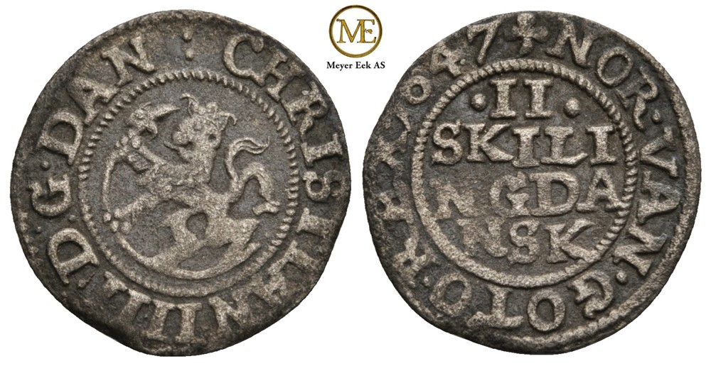 2 skilling 1647 Christian IV. NMD.133. Kv.1+