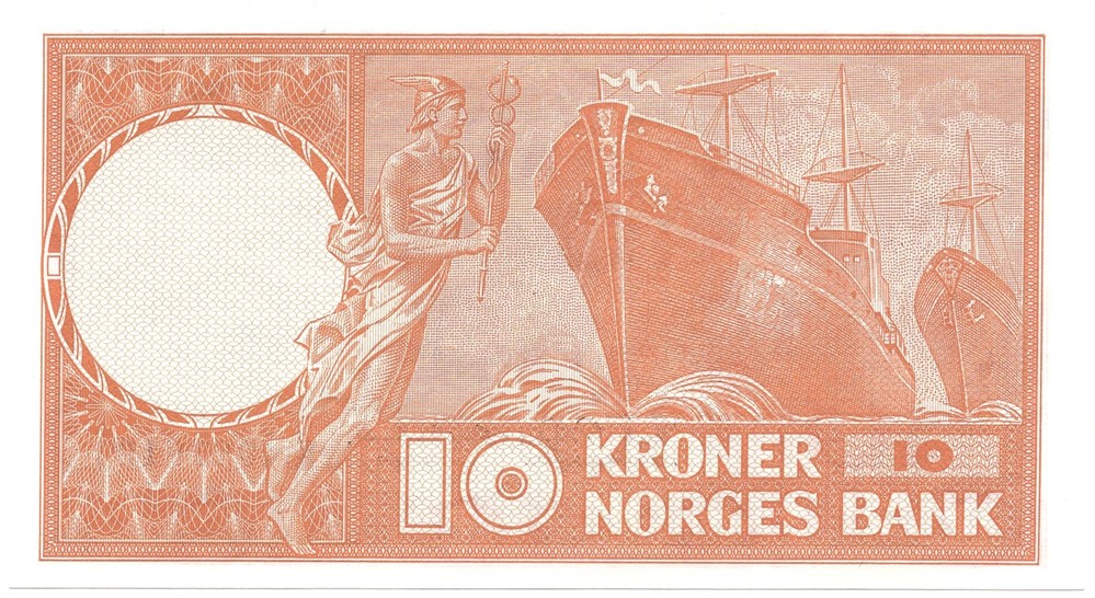 10 kroner 1970 X.4987619 erstatningsseddel. Kv.0