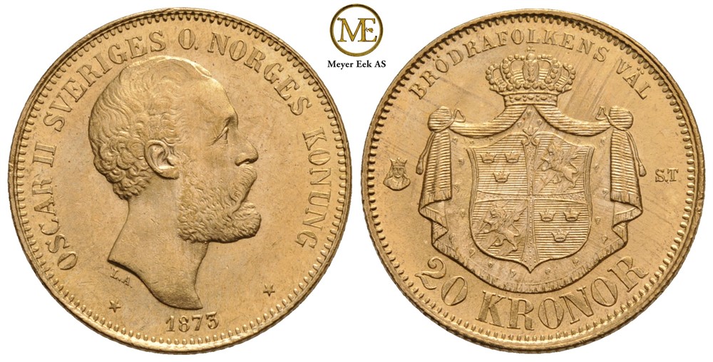 20 kronor 1873 Oscar II. Kv.0/01