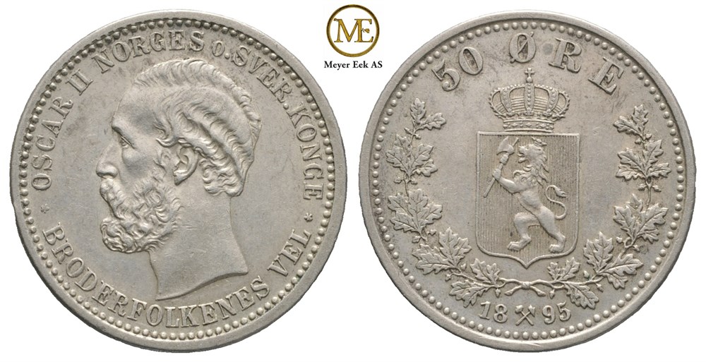 50 øre 1895 Oscar II. Kv.01
