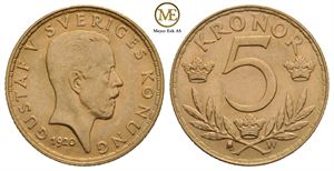 5 kronor 1920 Gustav V. Kv.0/01