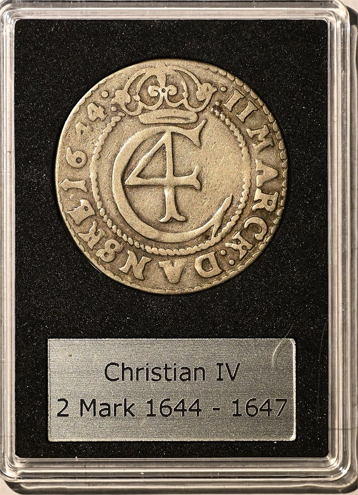 Norge 2 mark 1644 kv. 1/1+
