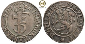 2 mark 1650 Frederik III. Kv.1+