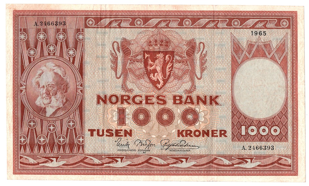 1000 kroner 1965 A.2466393.  Kv.1/1+