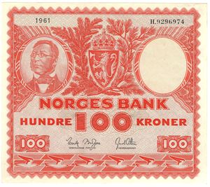 100 kroner 1961 H.9296974. Kv.01