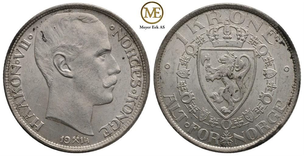 1 krone 1914 Haakon VII. Kv.01
