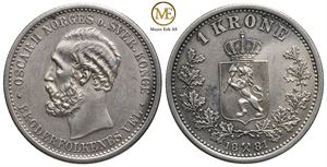 1 krone 1881 Oscar II. Kv.0/01