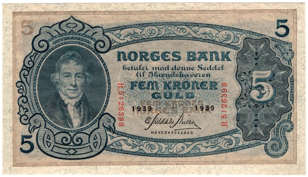 5 kroner 1939 R.5126398. Kv.01
